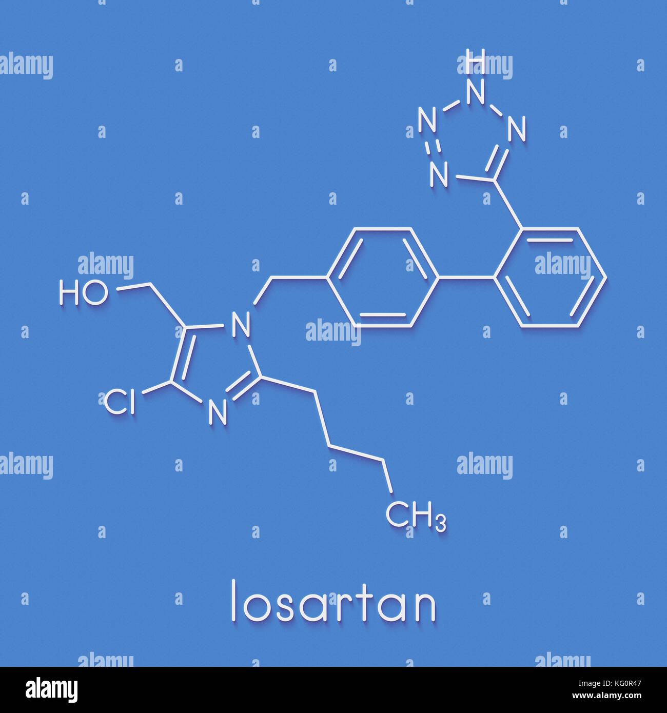Losartan hypertension drug molecule. Skeletal formula Stock Photo Alamy