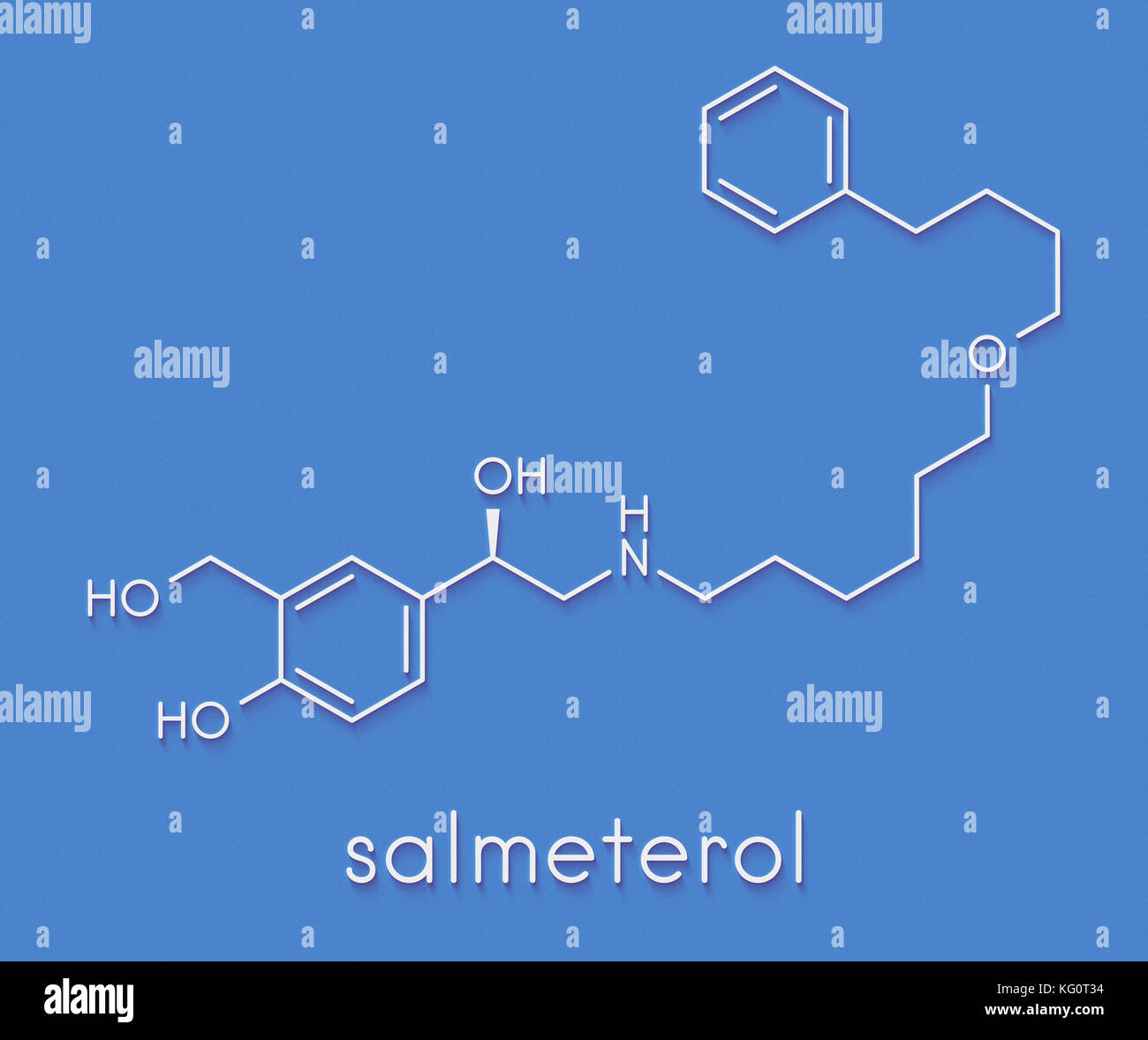 Salmeterol asthma drug molecule. Skeletal formula. Stock Photo