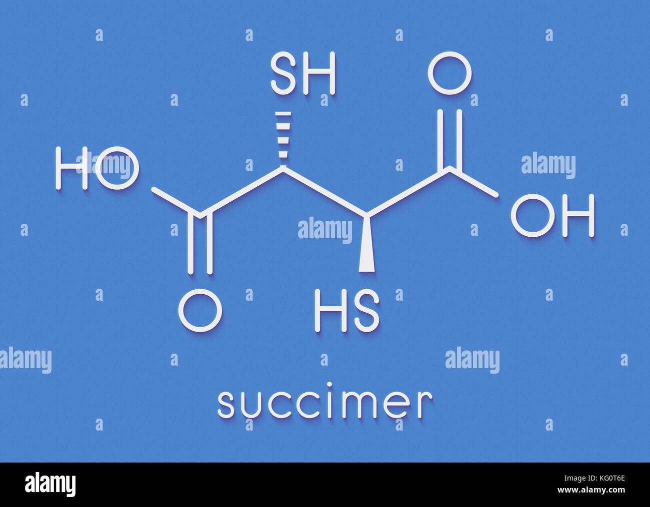 Succimer (dimercaptosuccinic acid, DMSA) lead poisoning drug molecule. Antidote used in heavy metal poisoning; acts by forming chelates with metals. S Stock Photo