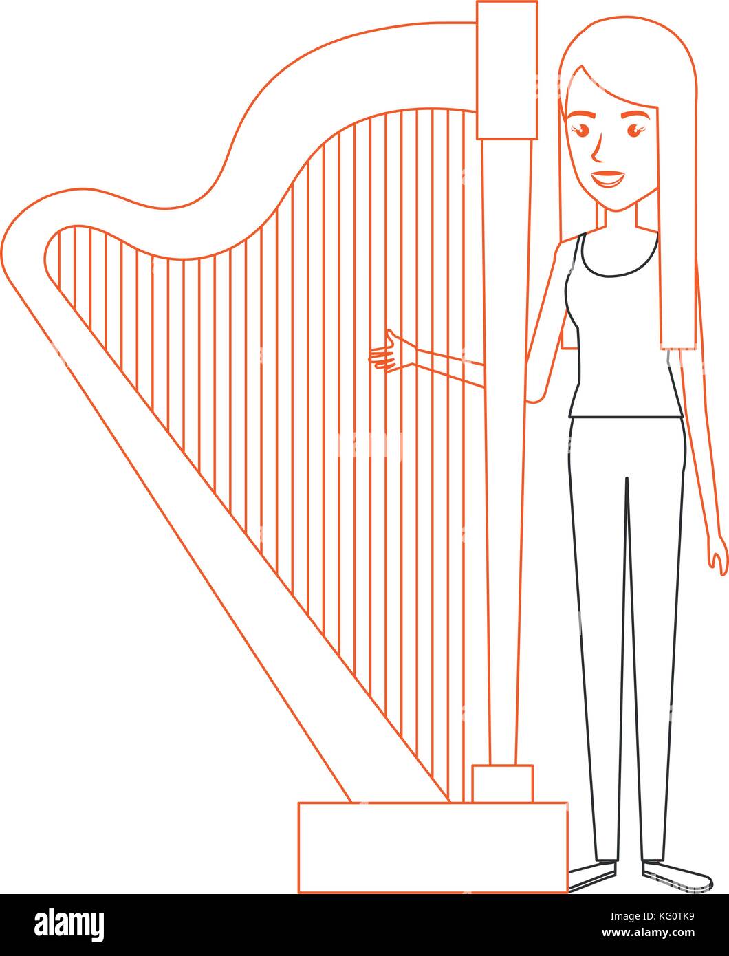 woman playing harp character Stock Vector Image &amp; Art - Alamy