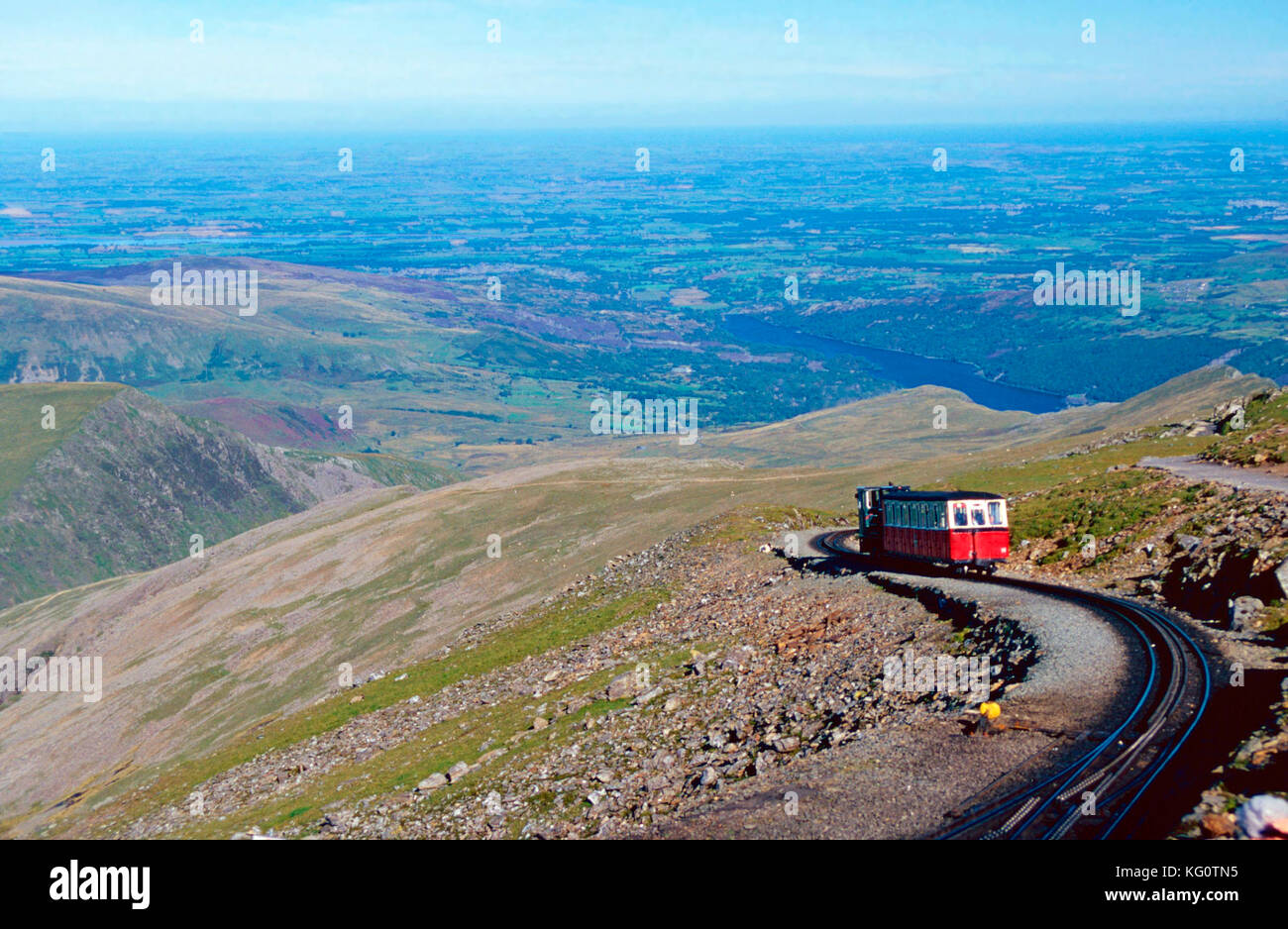 Cog wheel train.Mt.Snowdon,Wales Stock Photo