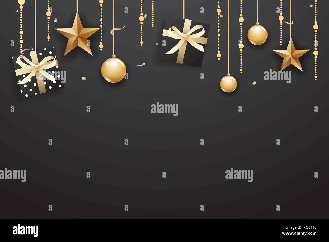 Merry christmas and happy new year on dark background with luxury gold ...