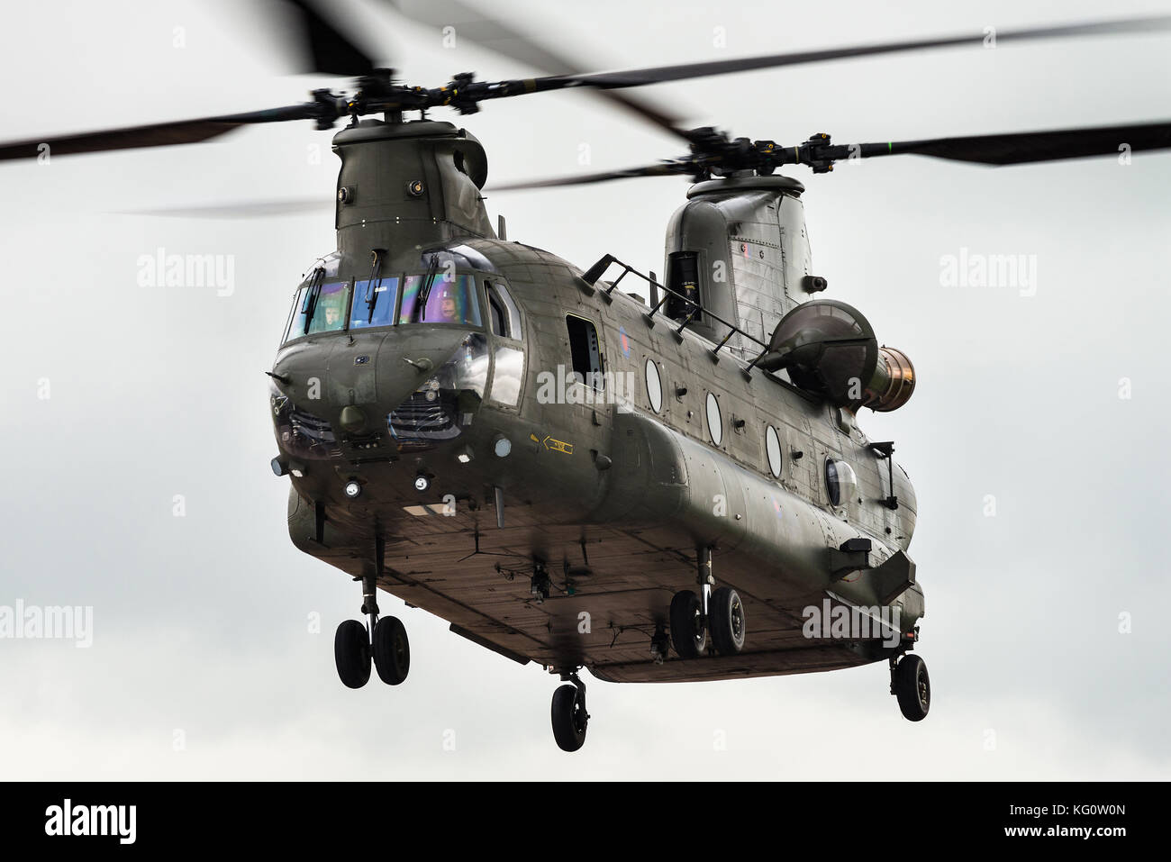 A Boeing Chinook HC Mk2 military transport helicopter of the Royal Air Force at RAF Fairford. Stock Photo