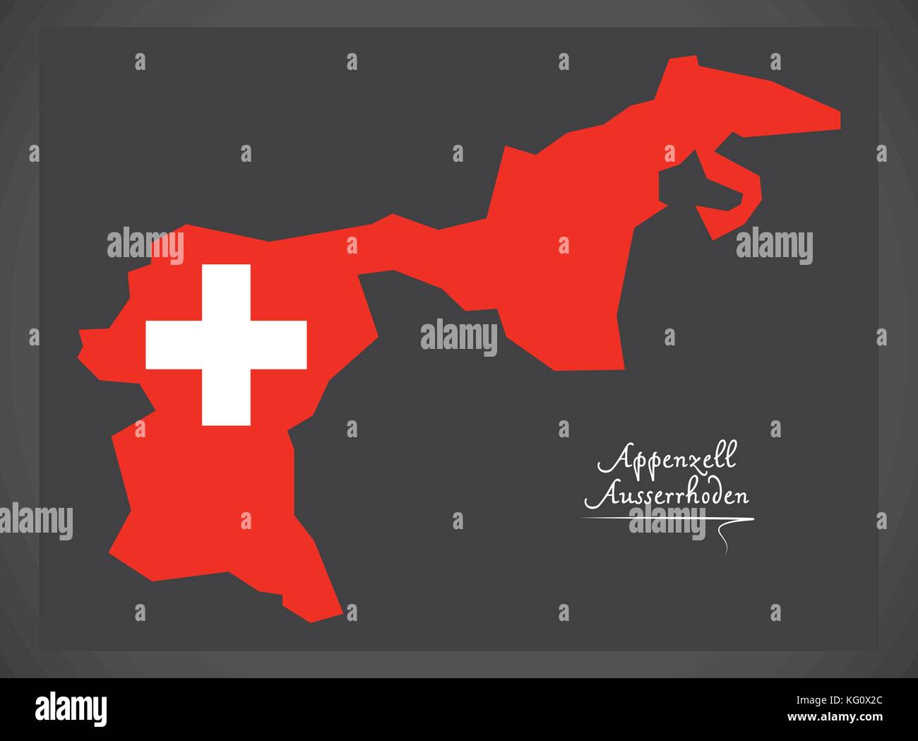 Appenzell Ausserrhoden map of Switzerland with Swiss national flag illustration Stock Vector