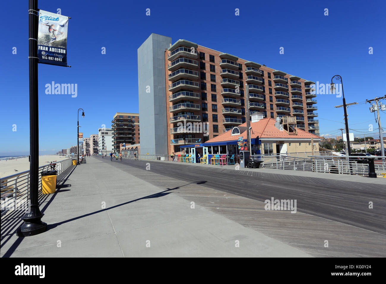 Boardwalk and beach Long Beach Long Island New York Stock Photo Alamy