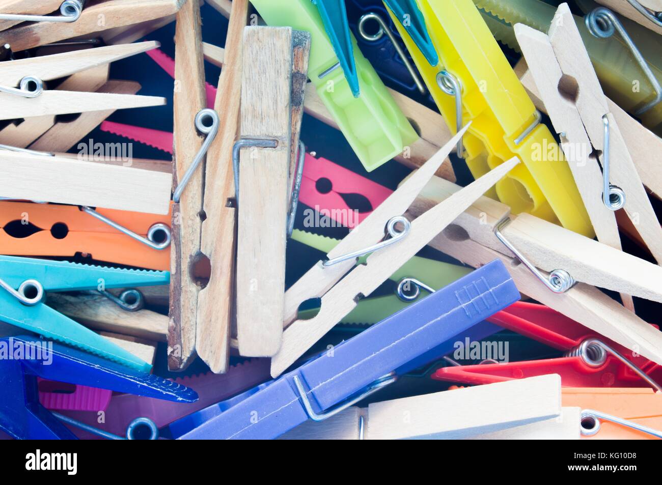 Composition with tweezers of different material and colors Stock Photo