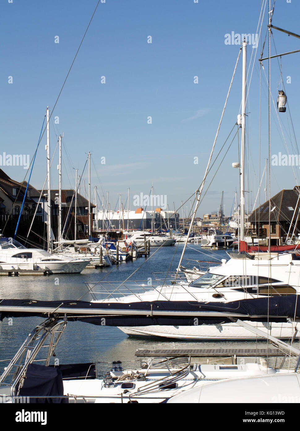 Waterfront housing at Hythe Marina Village, Southampton, Hampshire, UK