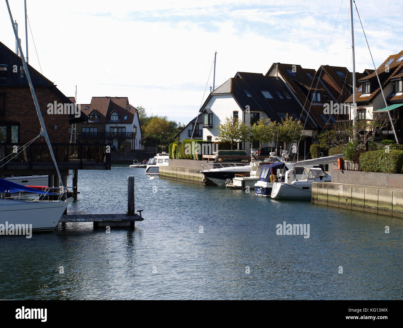 Waterfront housing at Hythe Marina Village, Southampton, Hampshire, UK