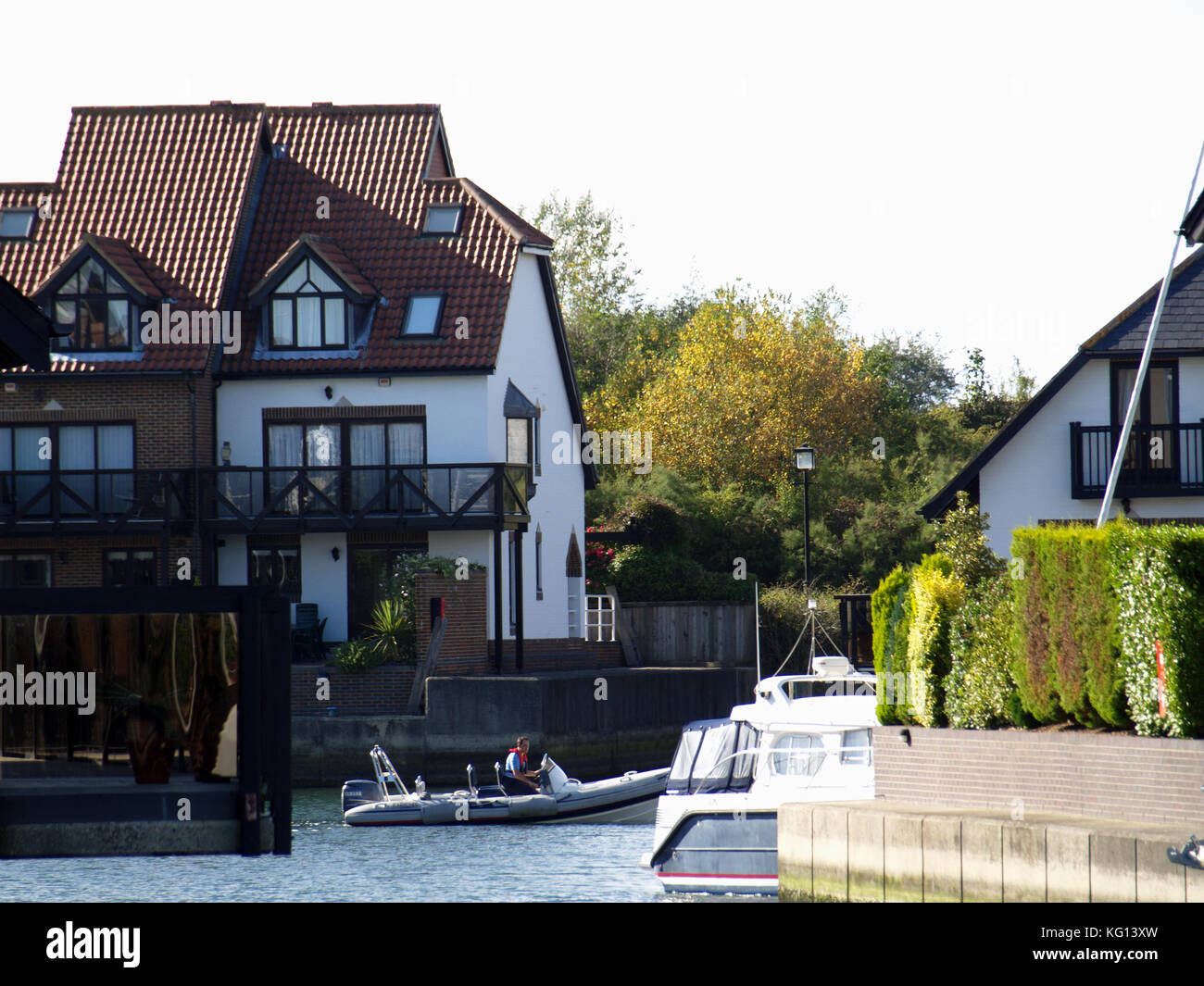 Waterfront housing at Hythe Marina Village, Southampton, Hampshire, UK