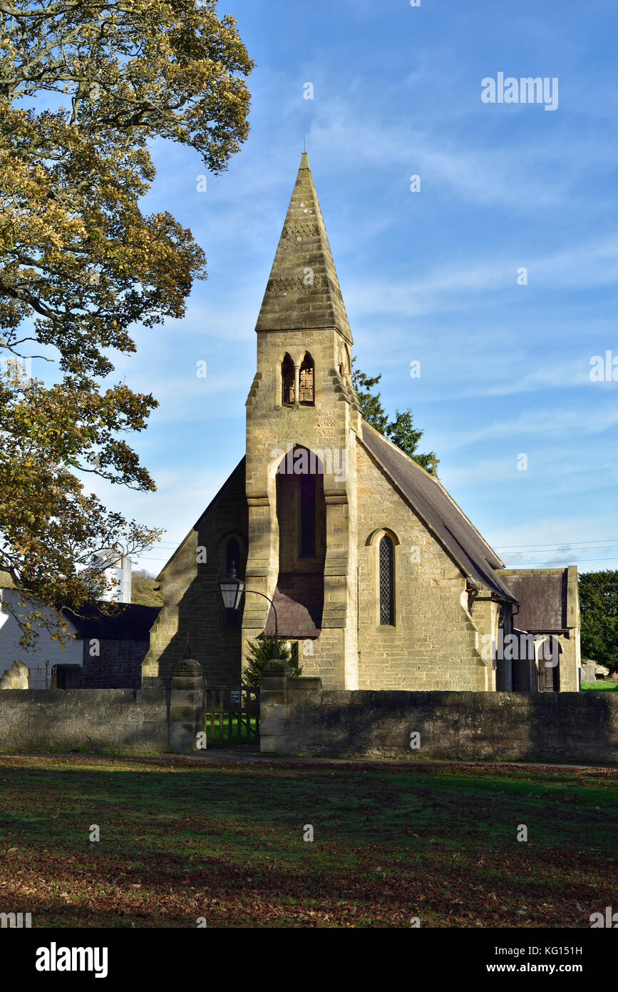 St Mary's Church, Piercebridge, built in 1873 by Cory and Ferguson. It is a Grade Two listed building. Stock Photo