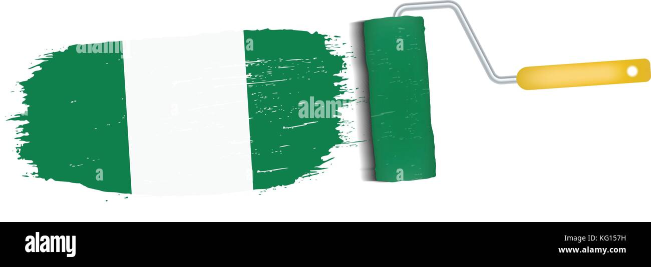 Brush Stroke With Nigeria National Flag Isolated On A White Background ...