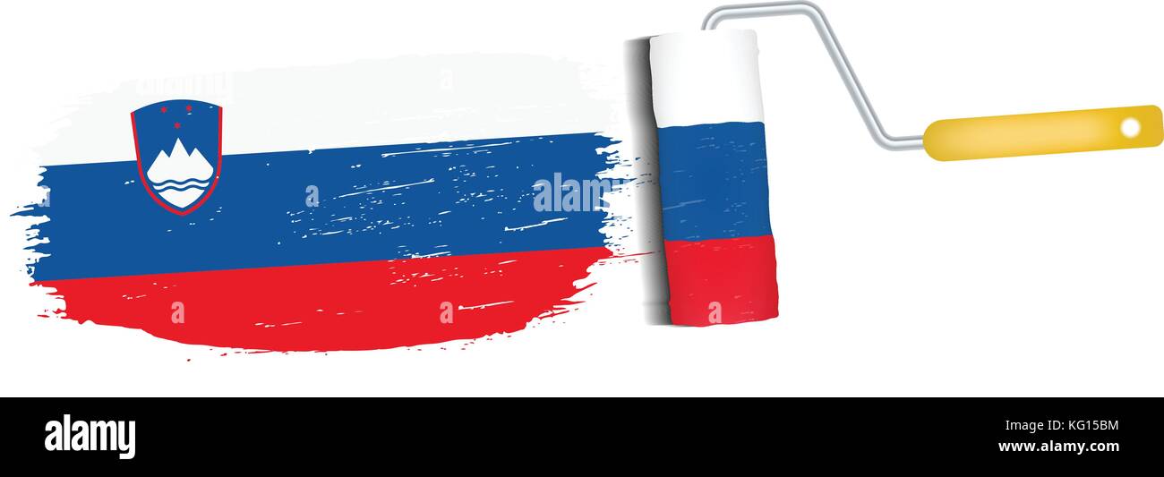 Brush Stroke With Slovenia National Flag Isolated On A White Background ...