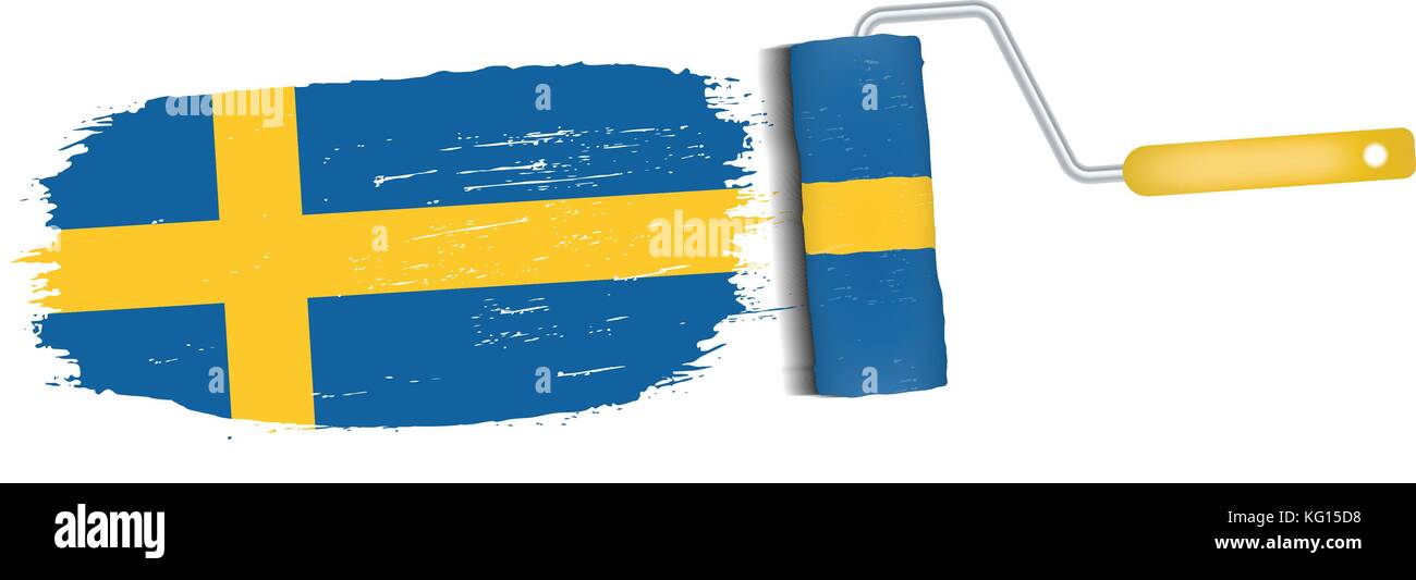 Brush Stroke With Sweden National Flag Isolated On A White Background ...