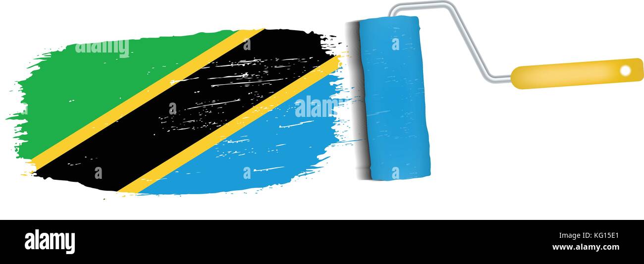 Brush Stroke With Tanzania National Flag Isolated On A White Background ...