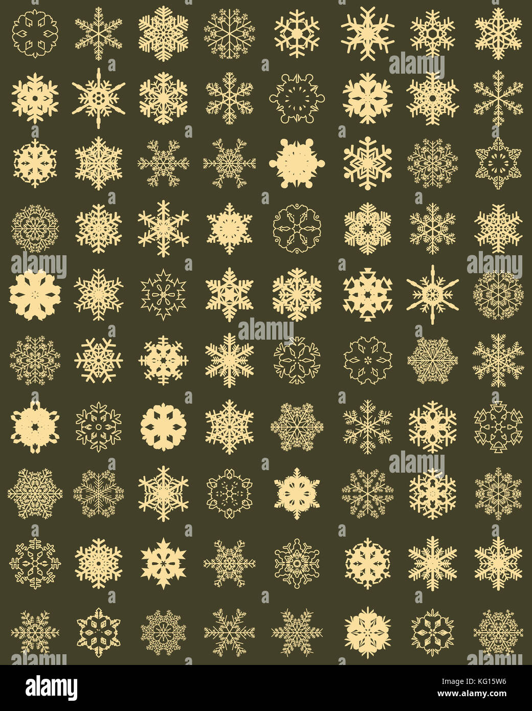 Set of different white snowflakes on a colored background Stock Photo ...