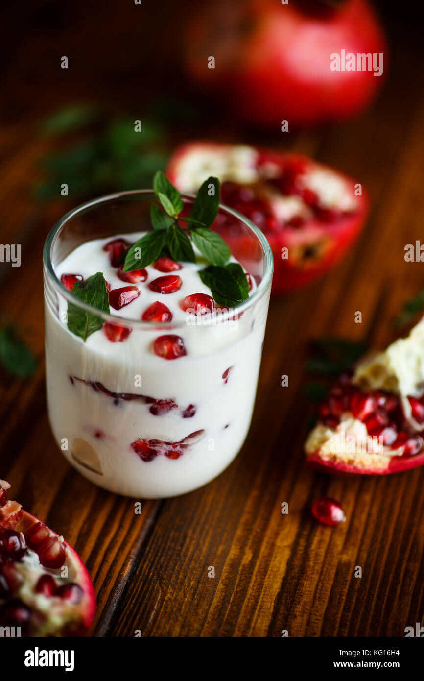 sweet homemade yogurt with pomegranate Stock Photo Alamy