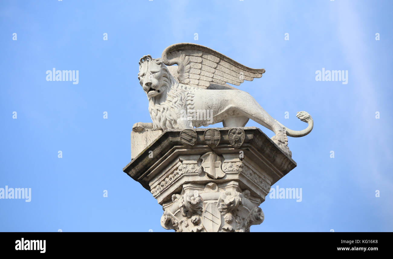 white winged  lion symbol of the Serenissima Repubblica that means Serene Republic of Venice in Italy Stock Photo