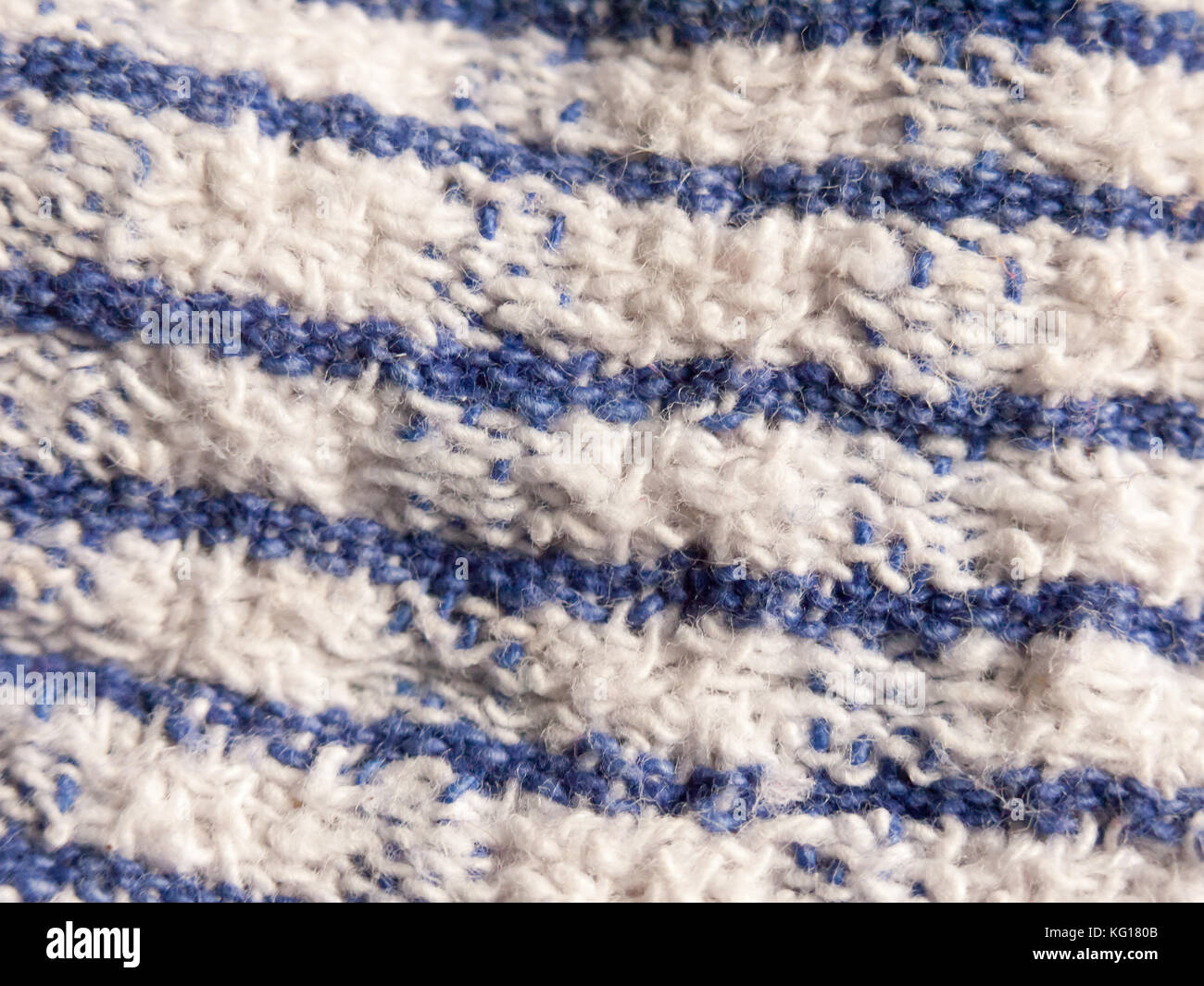 close up of striped blue and white table cloth fabric; essex; england; uk Stock Photo