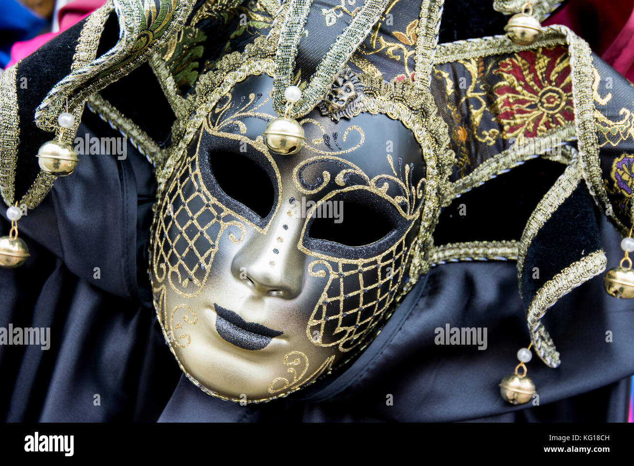 Venice, Italy - January 31, 2016: Traditional carnival masks for sale in a shop in Venice Stock Photo