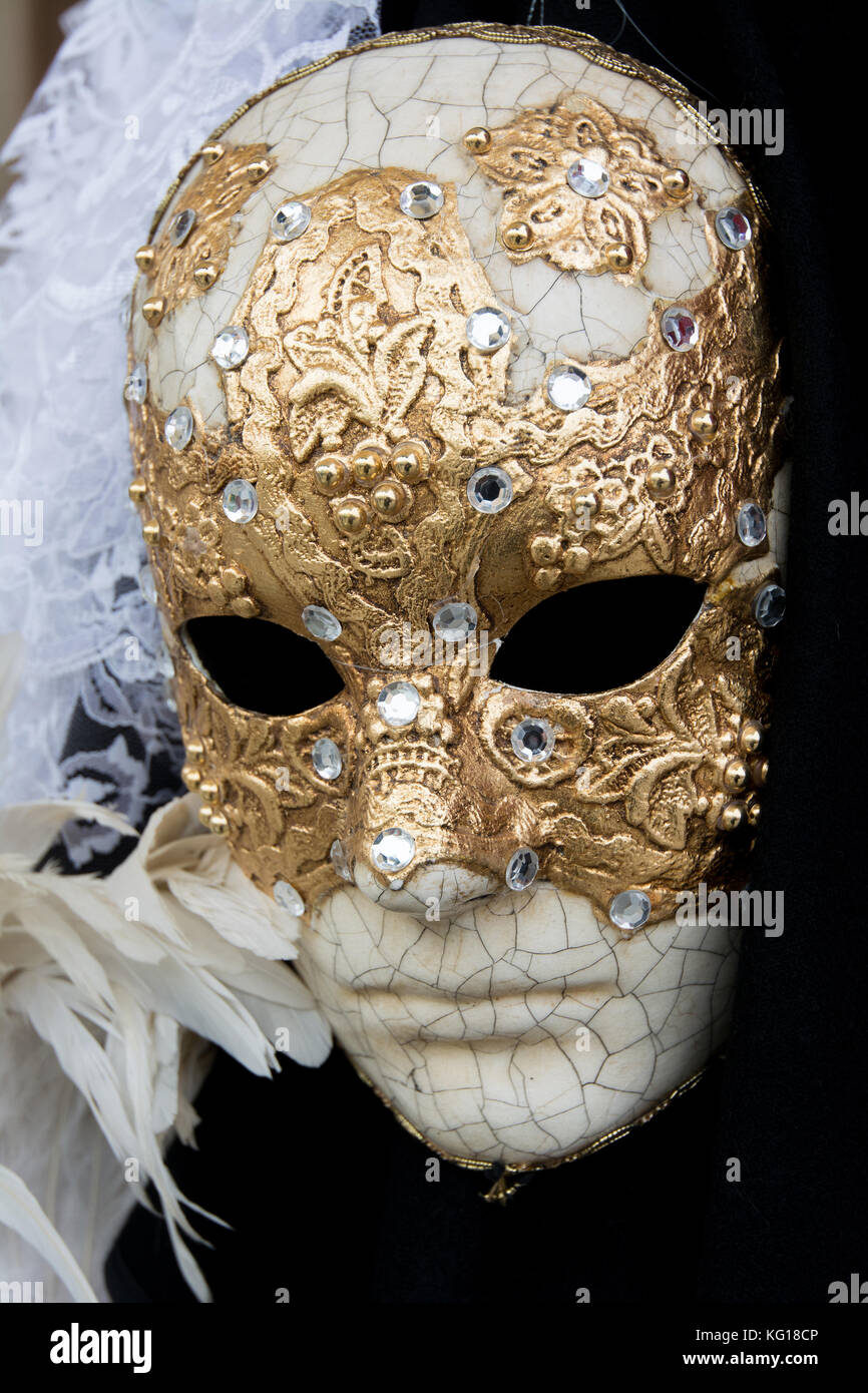 Venice, Italy - January 31, 2016: Traditional carnival masks for sale in a shop in Venice Stock Photo