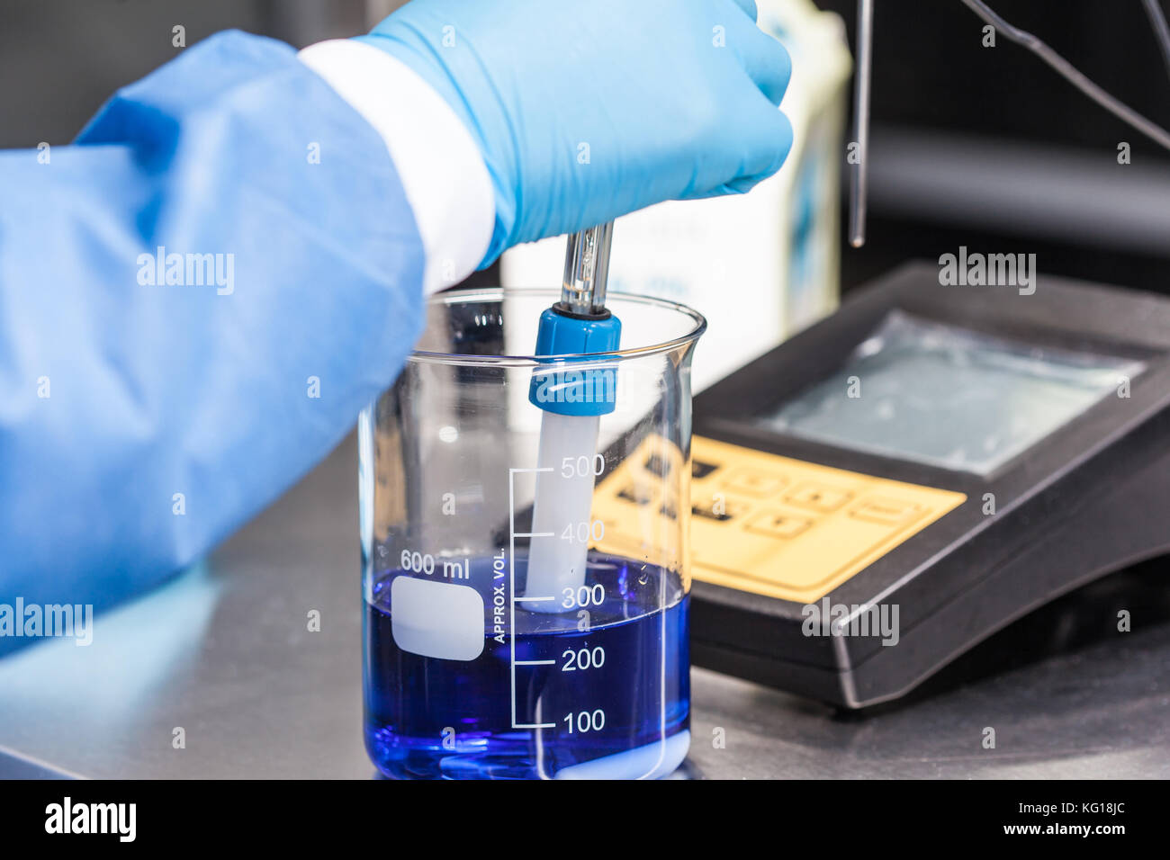 Scientist using a ph meter at laboratory Stock Photo Alamy