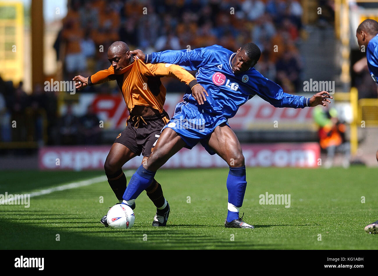 Footballer Trevor Benjamin and Shaun Newton Wolverhampton Wanderers v Leicester City 04 May 2003 Stock Photo