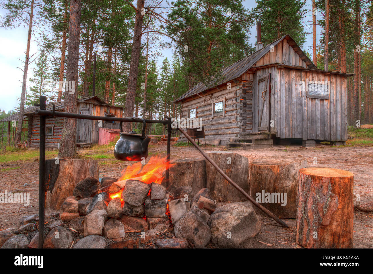 Camping kettle over fire hi-res stock photography and images - Alamy