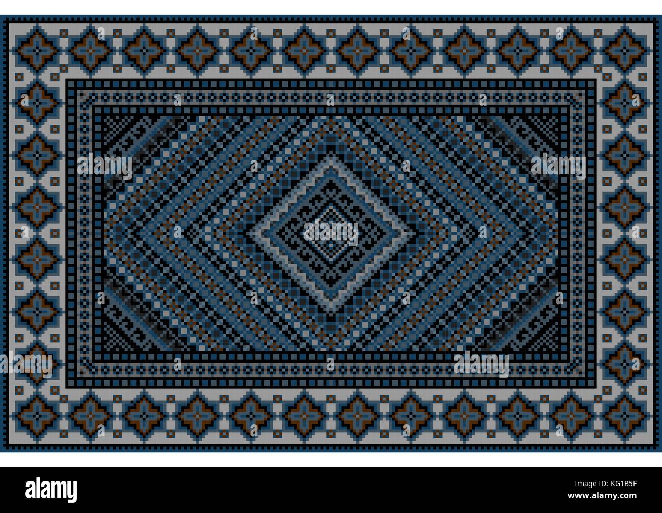Luxurious vintage oriental rug in blue shades with original pattern in ...