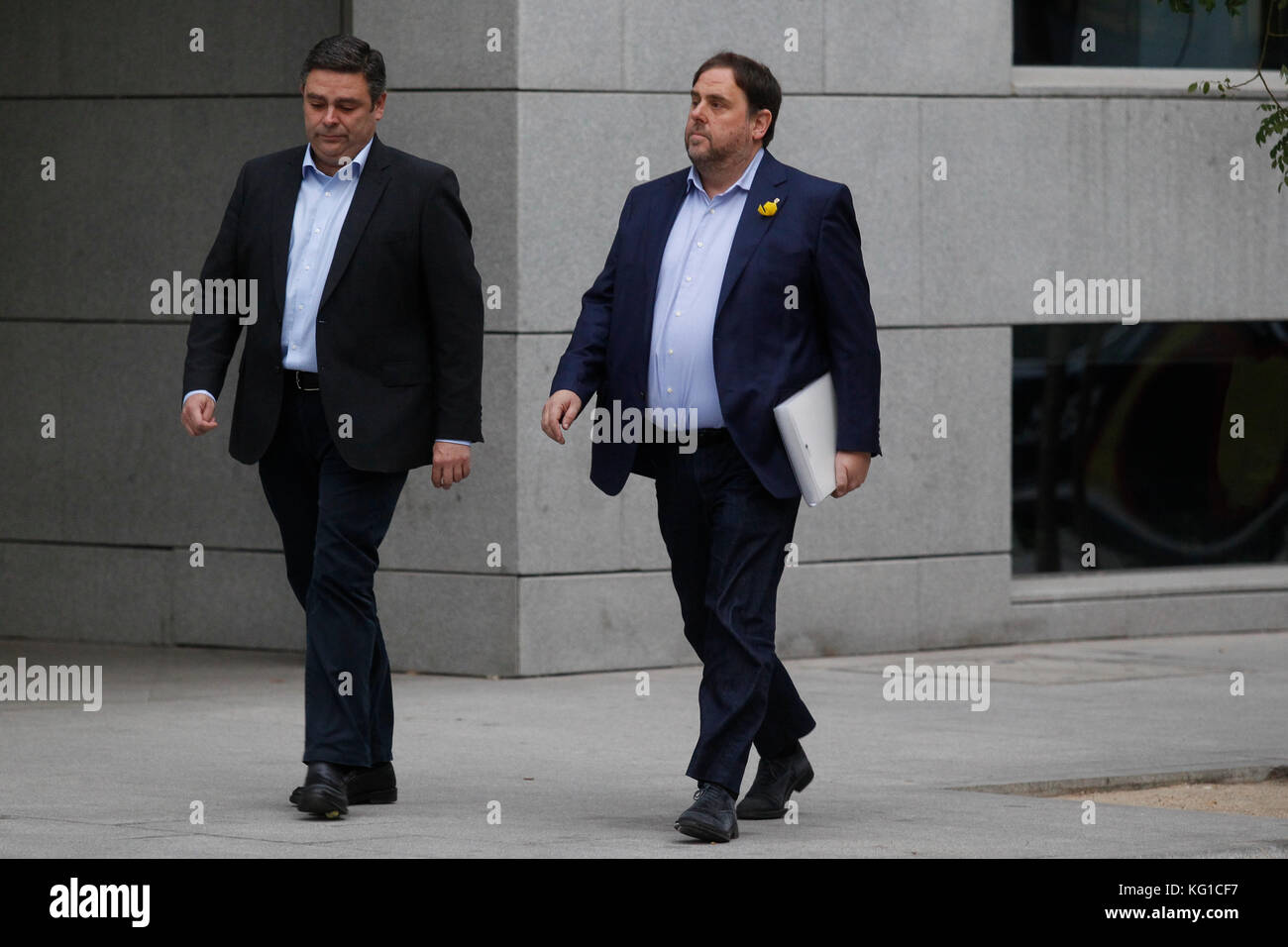 Madrid, Spain. 02nd Nov, 2017. ERC President Oriol Junqueras arrives to National Court to declare about Catalonia´s independency process, in Madrid, on Thursday 02, November 2017. Credit: Gtres Información más Comuniación on line, S.L./Alamy Live News Stock Photo