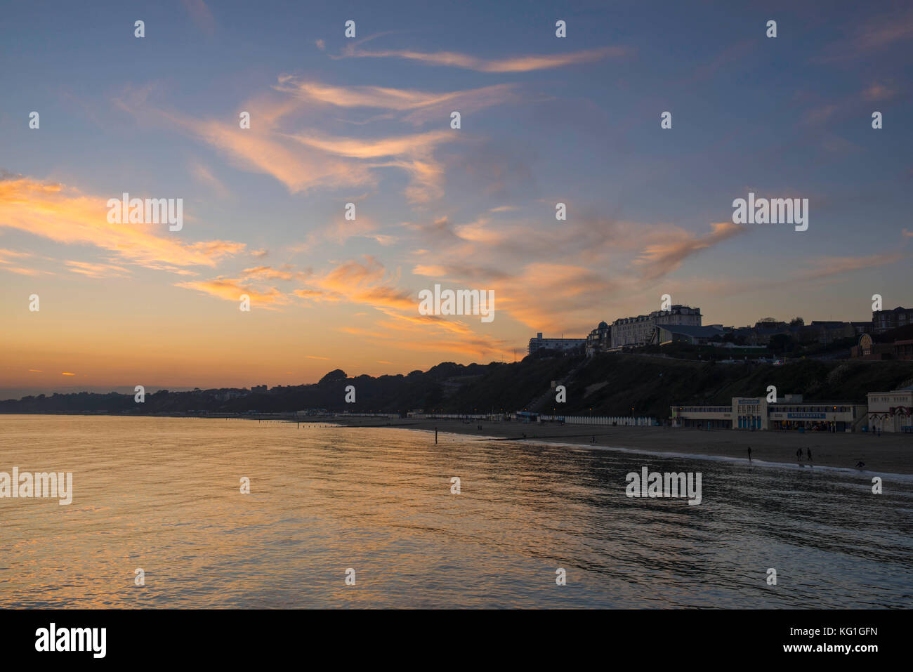 Bournemouth, Dorset, UK. 2nd November 2017.  UK Weather.   Spectacular sunset above Bournemouth beach in Dorset on a clear calm evening.  Photo Credit: Graham Hunt/Alamy Live News Stock Photo