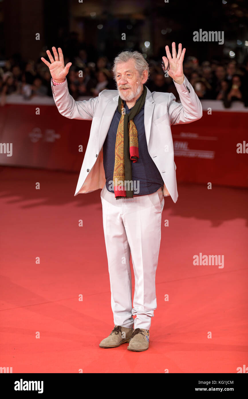 ROME, ITALY - NOVEMBER 01: Ian McKellen walks a red carpet during the 12th Rome Film Fest at Auditorium Parco Della Musica on November 1, 2017 in Rome, Italy. Stock Photo