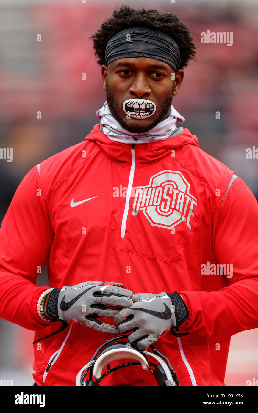 October 28th, 2017: Ohio State Buckeyes wide receiver K.J. Hill (14) looks on before an NCAA football game between the Ohio State Buckeyes and the Penn State Nittany Lions at Ohio Stadium, Columbus, OH. Adam Lacy/CSM Stock Photo