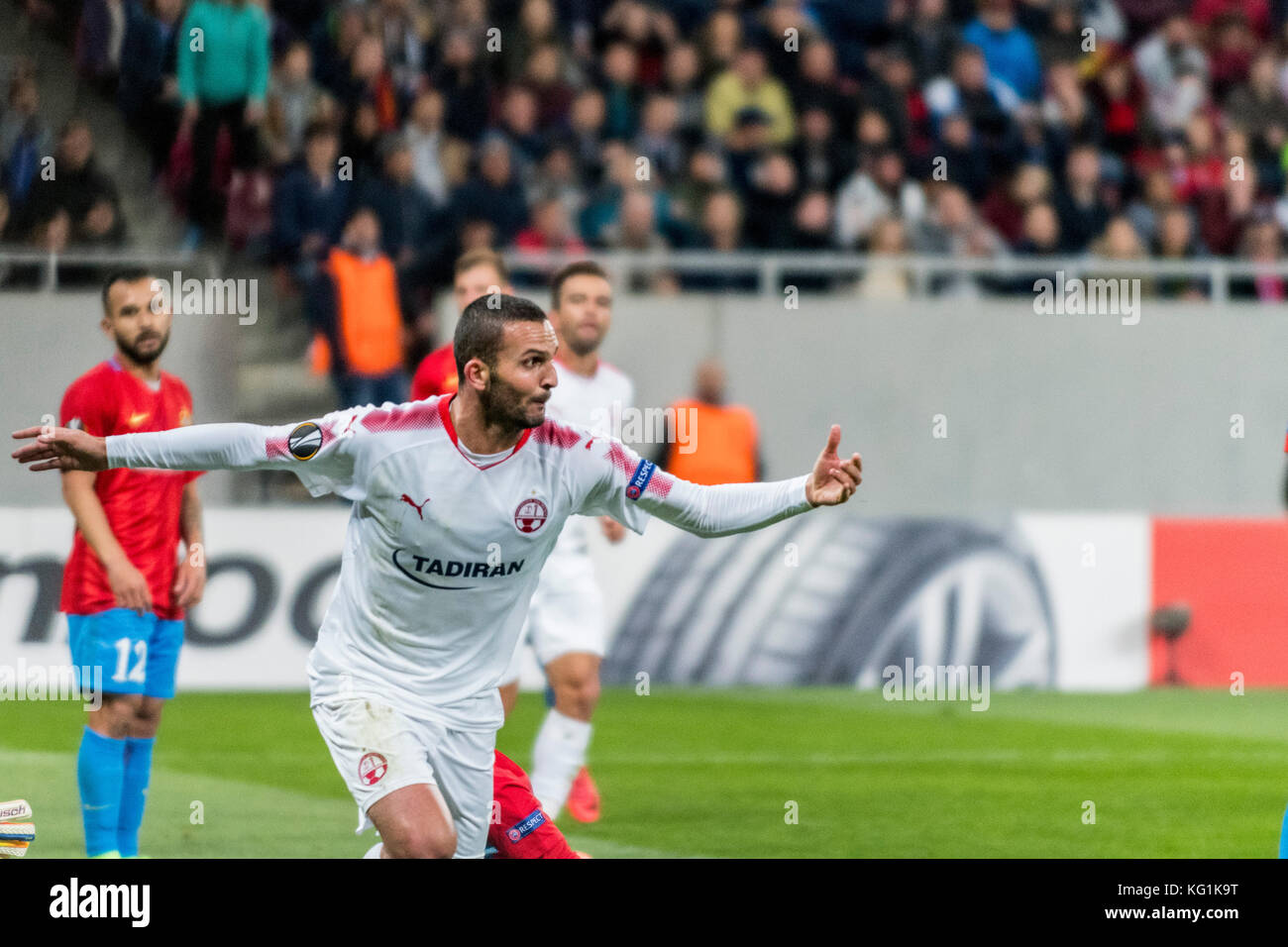 November 2, 2017: Ben Sahar #14 (Hapoel Beer-Sheva)   during the UEFA Europa League 2017-2018, Group Stage, Groupe G game between FCSB Bucharest (ROU) and Hapoel Beer-Sheva FC (ISR) at National Arena Stadium, Bucharest,  Romania ROU. Foto: Cronos/Catalin Soare Stock Photo