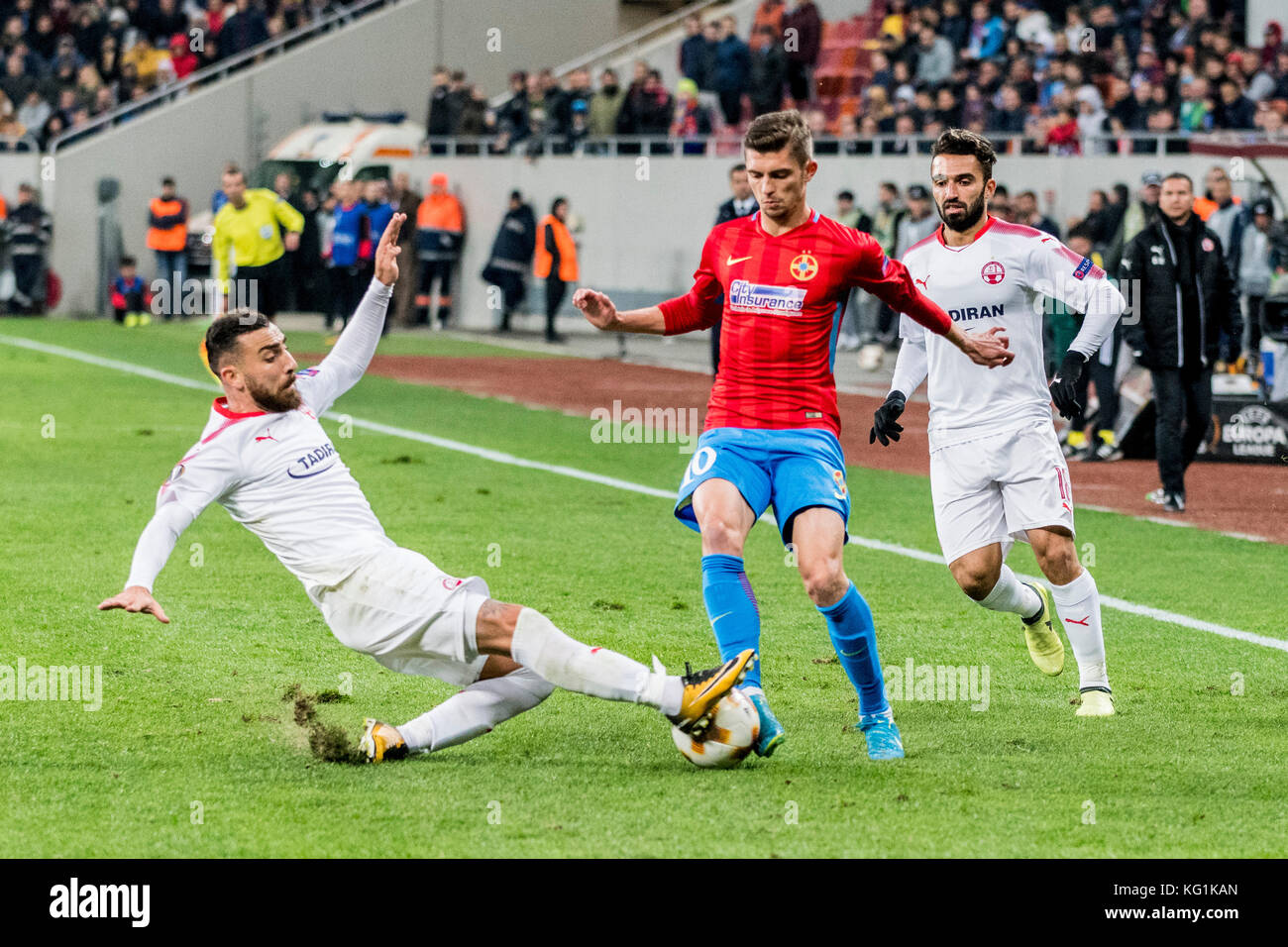 November 3, 2017: Constantin Budescu #11 (FCSB Bucharest) during the UEFA  Europa League 2017-2018, Group Stage, Groupe G game between FCSB Bucharest  (ROU) and Hapoel Beer-Sheva FC (ISR) at National Arena Stadium, Bucharest,  Romania