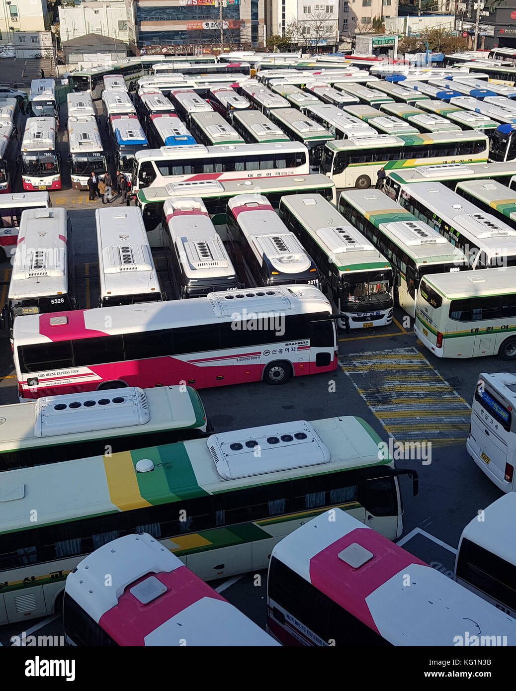 03rd Nov, 2017. Bus drivers on strike Intercity buses stay idle at a