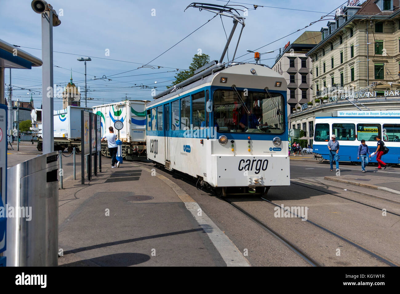 Zürich, Schweiz :  Cargo-Tram am Central Stock Photo