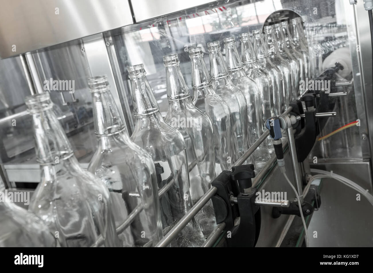 factory shop for the production of glass bottles and beverage Stock