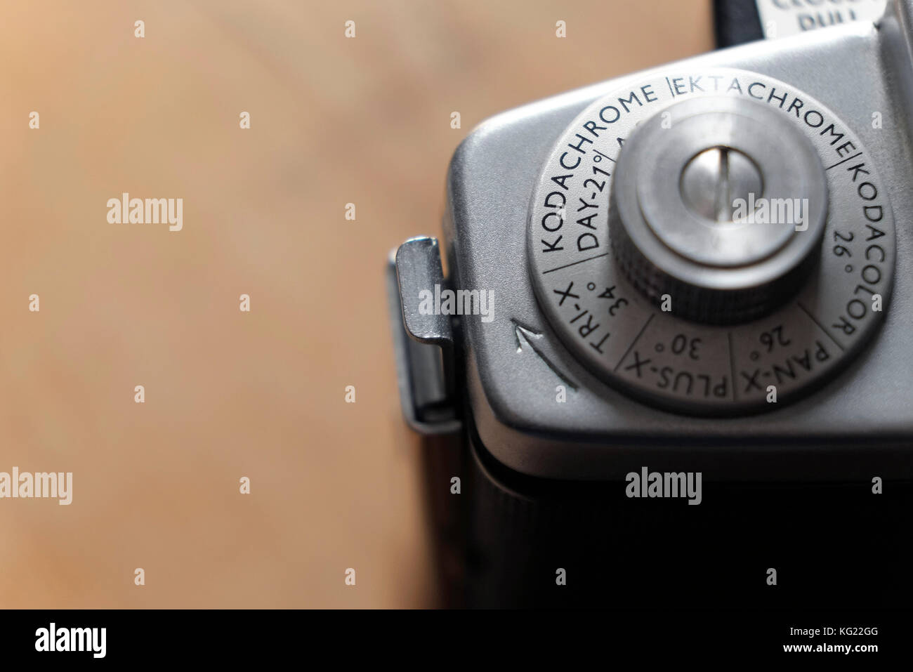 kodachrome setting on metal camera dial Stock Photo