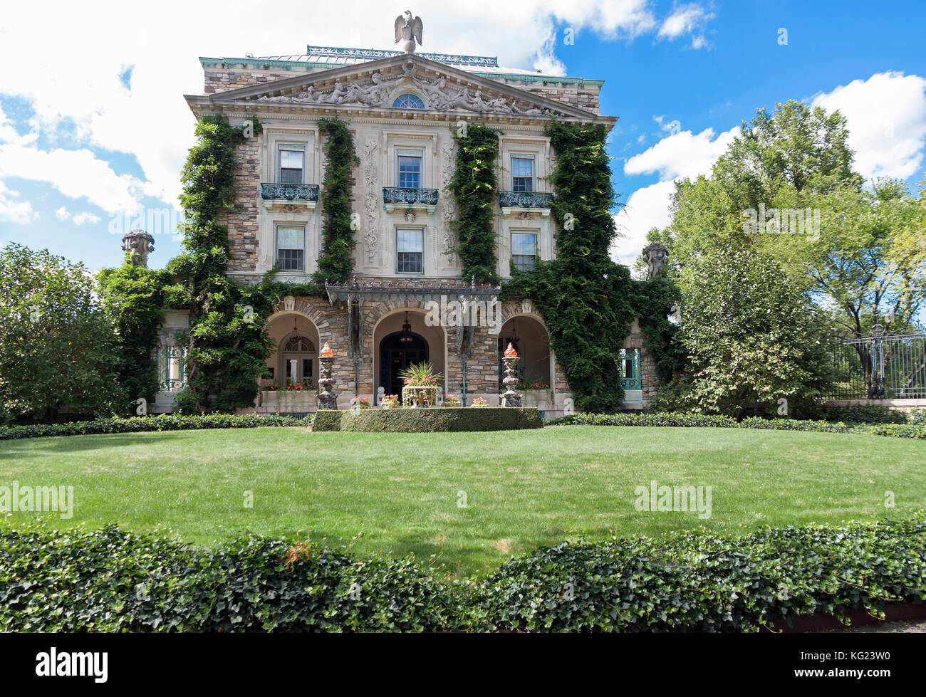 Front entrance of Kykuit, the Rockefeller estate house, located in Pocantico Hills, Sleepy Hollow, Westchester County, New York. Stock Photo