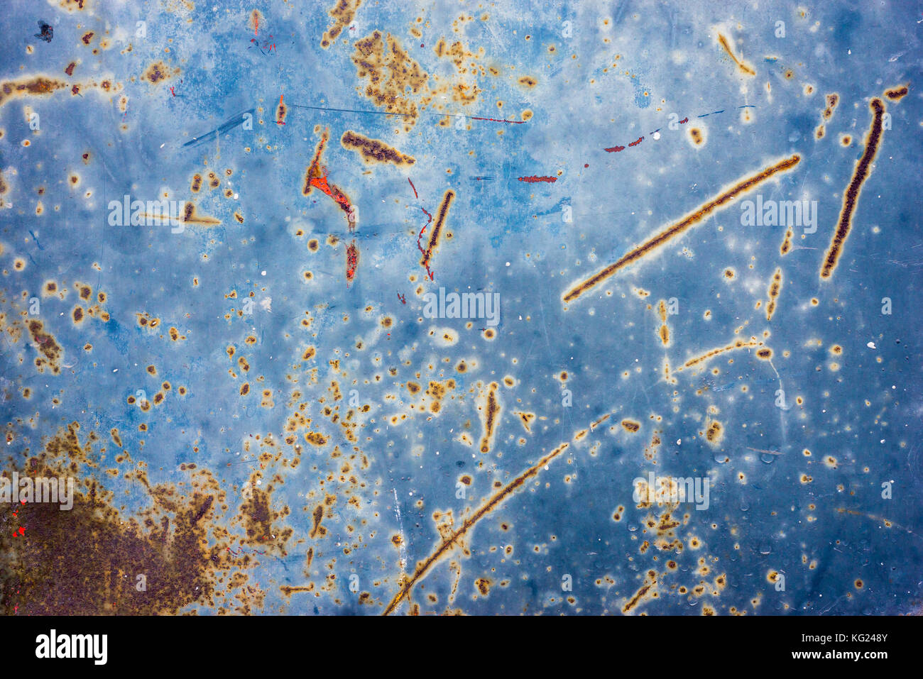 blue Rusty old metal sheet with abstract pattern Stock Photo