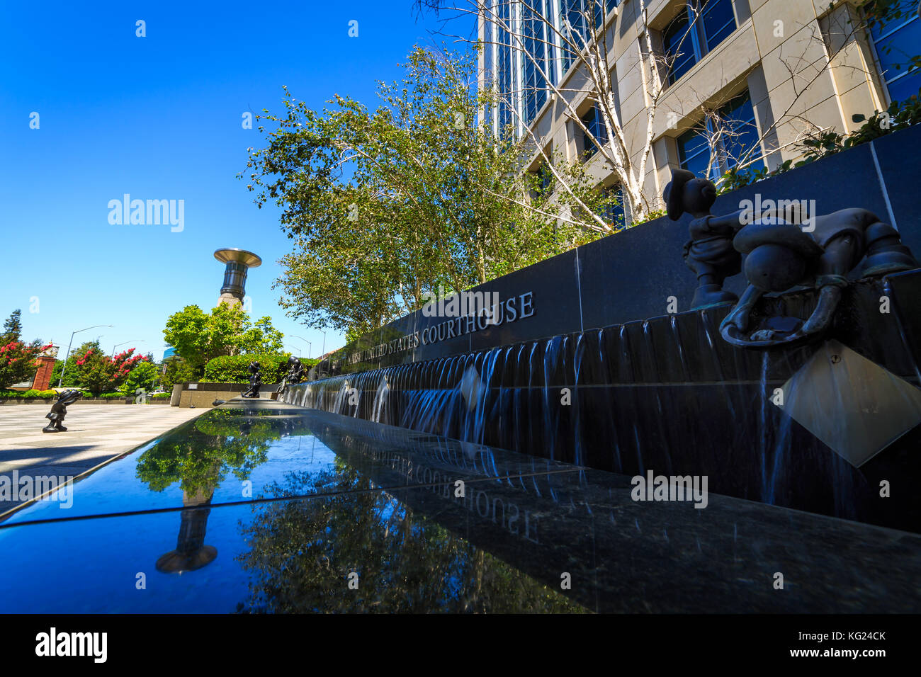 Sacramento Courthouse Water Feature Stock Photo