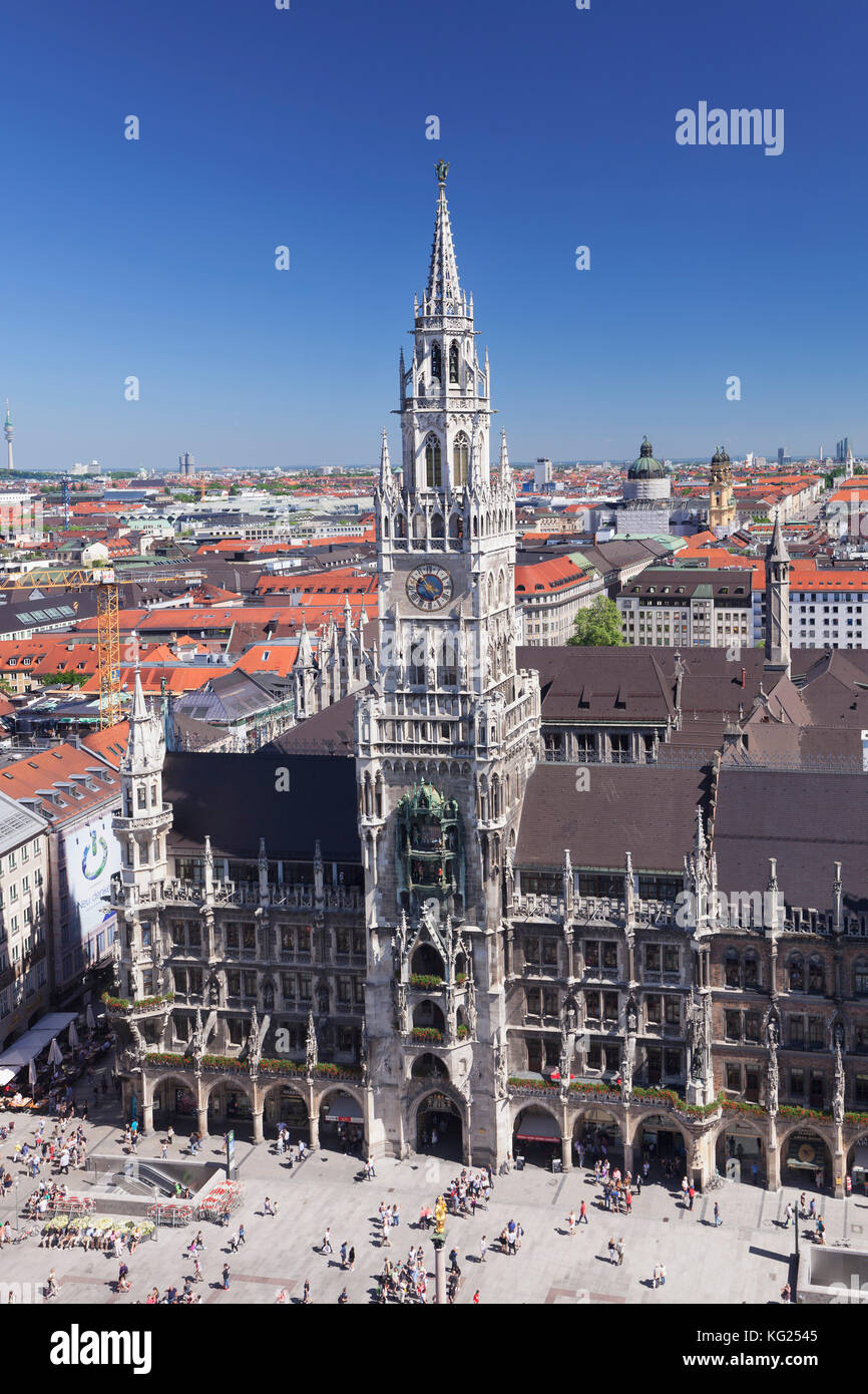 Marienplatz Square with town hall (Neues Rathaus), Munich, Bavaria, Germany, Europe Stock Photo