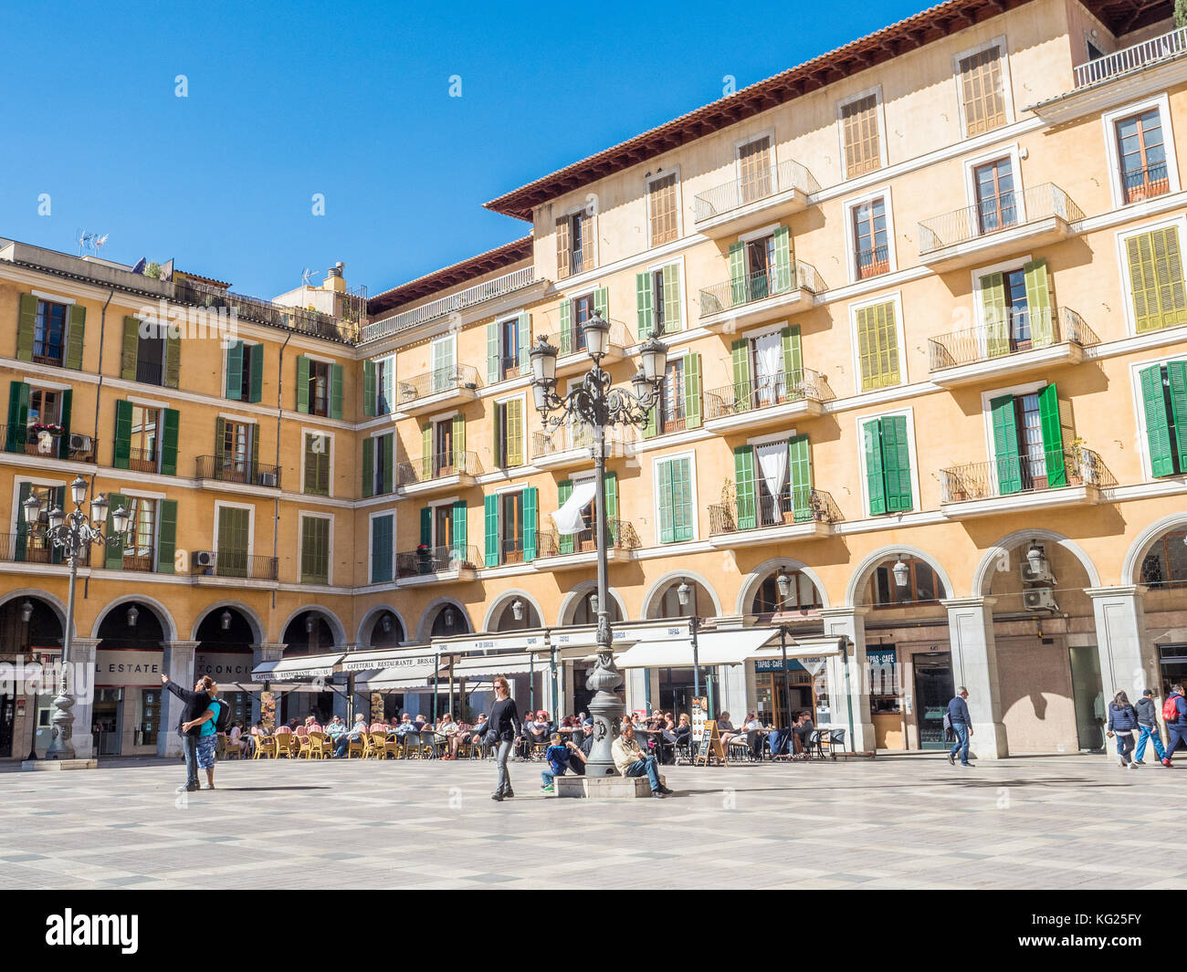 A city plaza, Palma, Mallorca, Balearic Islands, Spain, Mediterranean, Europe Stock Photo