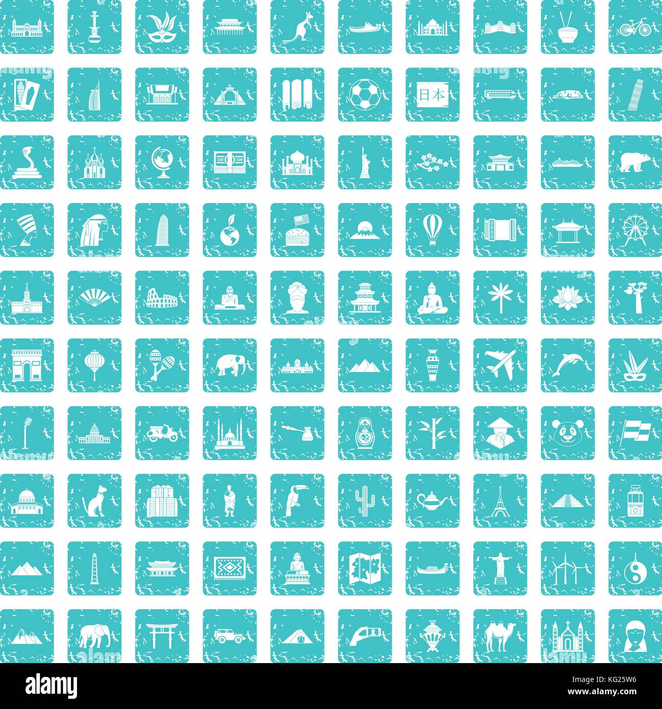 100 world tour icons set grunge blue Stock Vector Image & Art - Alamy