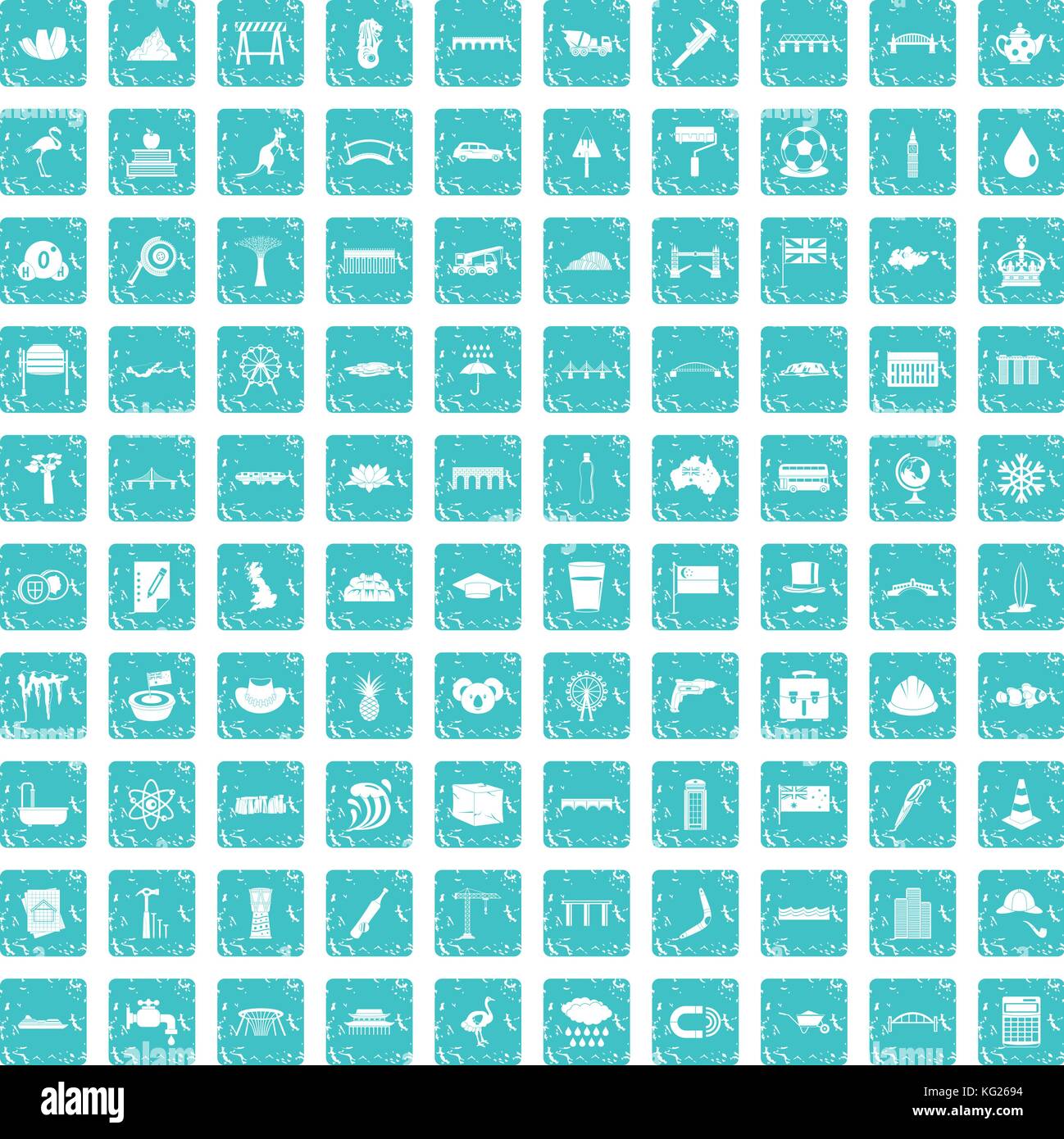 100 bridge icons set grunge blue Stock Vector Image & Art - Alamy