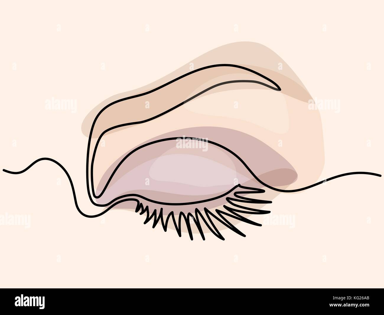 Continuous line drawing. Beautiful Woman's eye. Pastel soft color outline vector illustration. Concept for logo, card, banner, poster, flyer Stock Vector