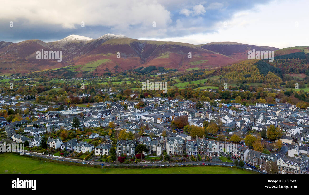 Keswick and Skiddaw beyond, Lake District National Park, UNESCO World Heritage Site, Cumbria, England, United Kingdom, Europe Stock Photo