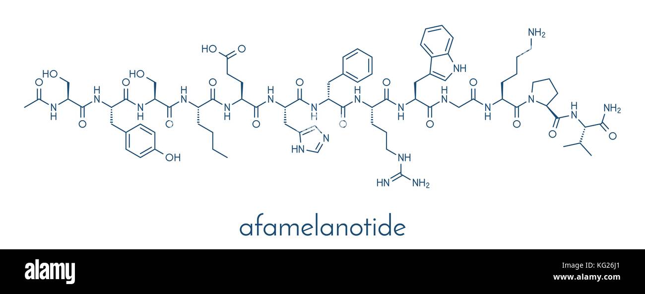 afamelanotide and melanotan Afamelanotide (melanotan-1) photoprotective drug molecule. Skeletal formula  Stock Vector Image & Art