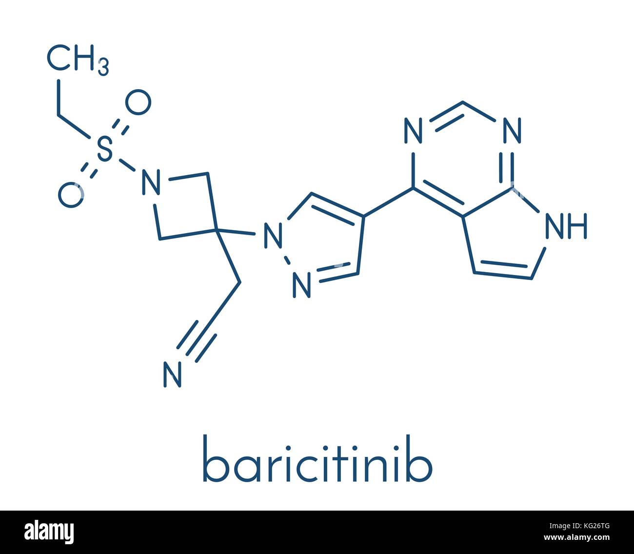 Baricitinib janus kinase (JAK1 & JAK2) inhibitor drug molecule. Under