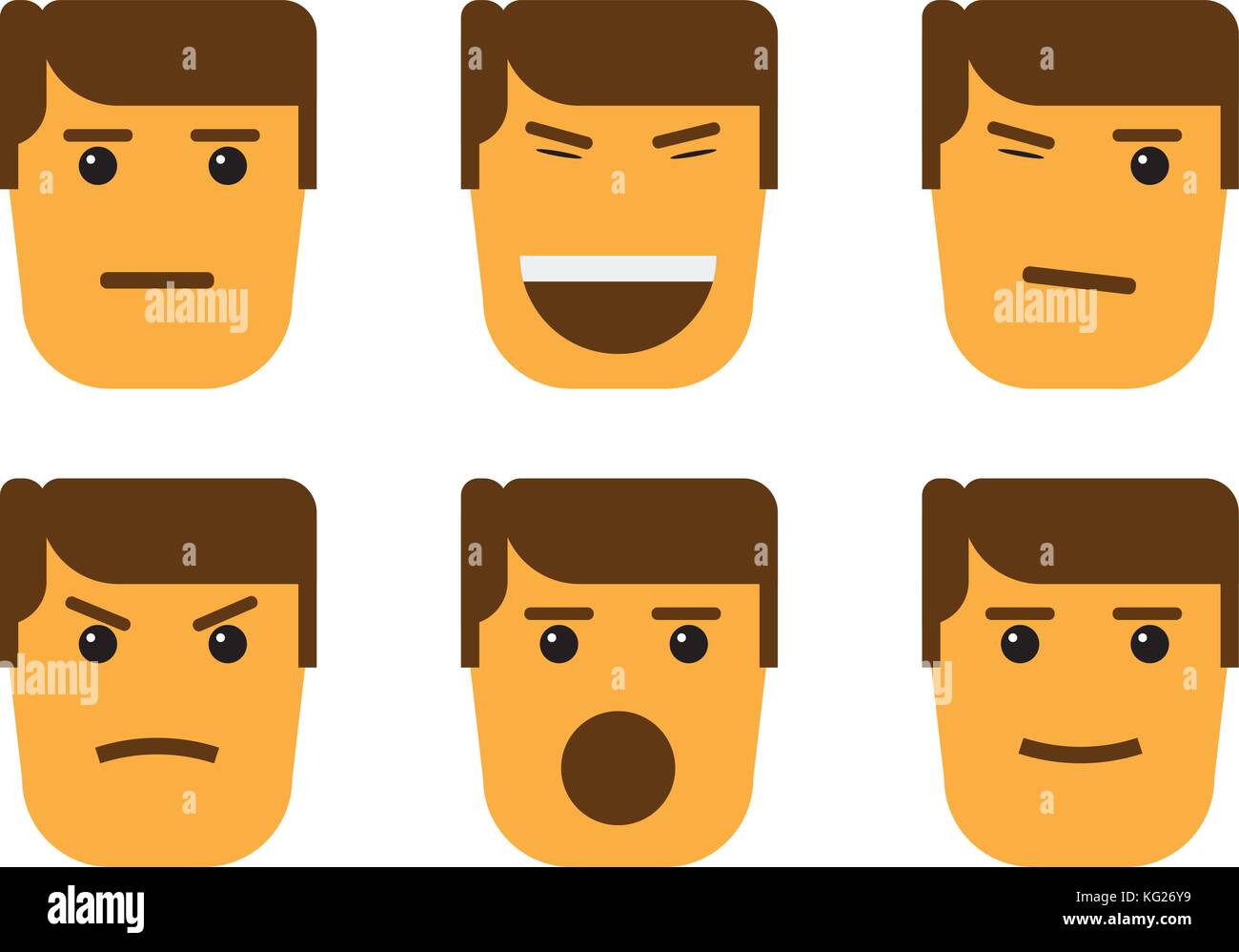 Set of cartoon face emotions with minimalism style. Stock Vector